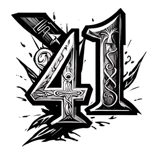Number 41 with Christian symbols incorporated tattoo design idea
