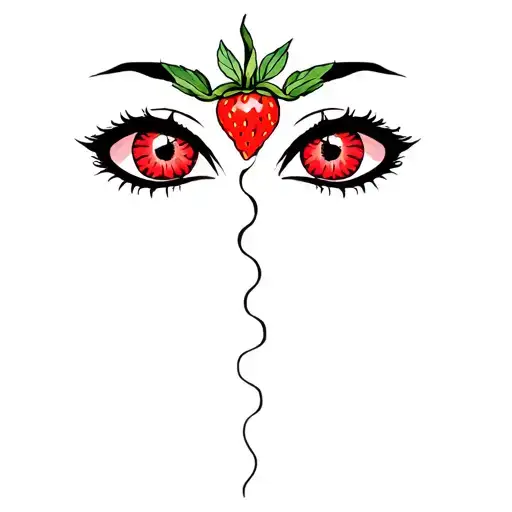 Strawberry where the seeds are eyes tattoo design idea