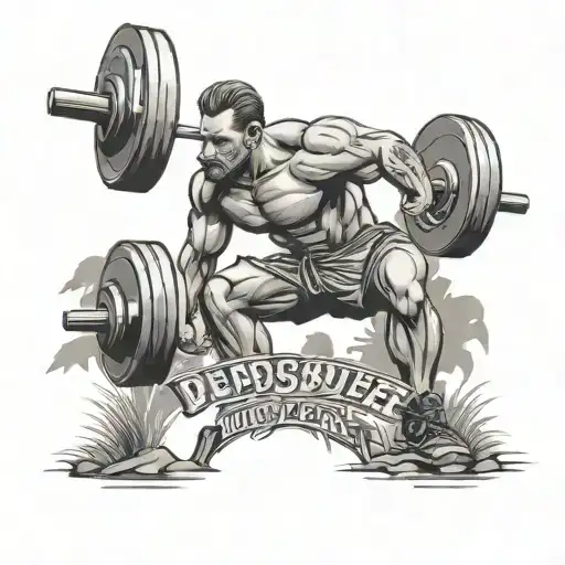 deadlift stance with weight plates forming a mountain with typography "i'm possible " tattoo design idea