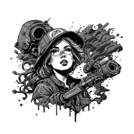 underground mining babe tattoo design idea