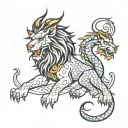 lion dragon trinity tattoo design idea