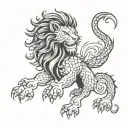 lion dragon trinity tattoo design idea