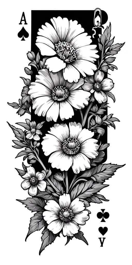 Western, Playing Cards, Wild Flowers , Western Jewelry tattoo design idea