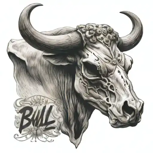 bull skull that says pretty bull above it  tattoo design idea