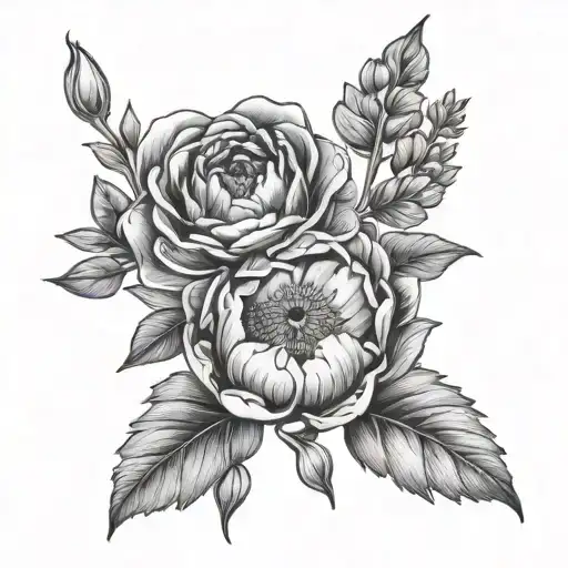 november may and august birth flower tattoo design idea