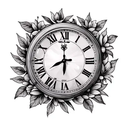 family time clock tattoo design idea