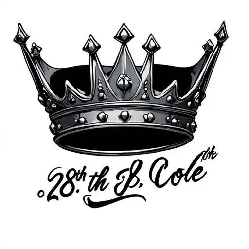 28th written out with J. Cole crown above it tattoo design idea