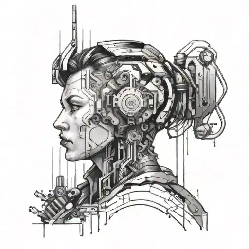 cyberpunk style tattoo that data "we never fade away" tattoo design idea
