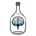 Brain in corked bottle, messag in a bottle tattoo design idea