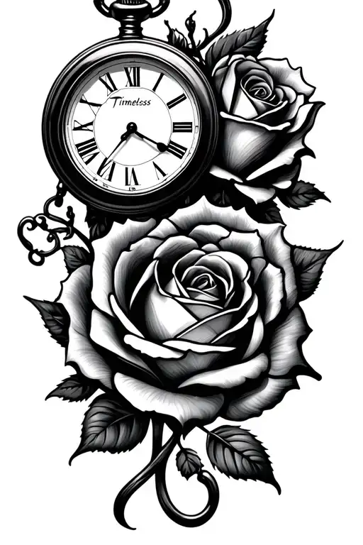 "Timeless love. DJO CAF 4-18-20" "Timeless love. DJO CAF 4-18-20" pocket watch with a rose intertwined tattoo design idea