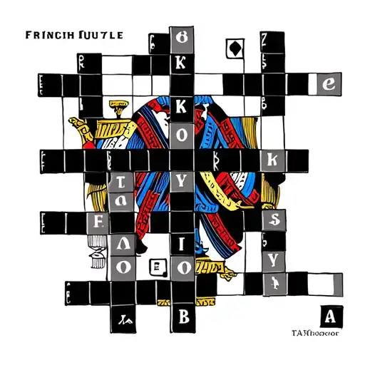 small minimal crossword puzzle with references to the suits of French cards tattoo design idea