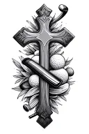 cross with golf and gambling  tattoo design idea