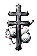 cross with golf and gambling  tattoo design idea