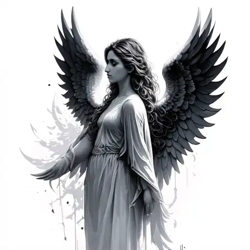 seraphim angel wings tattoo design idea
