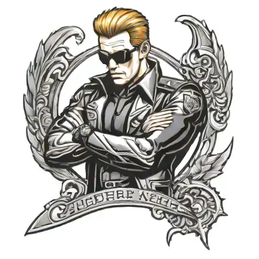 Leather Albert Wesker tattoo design idea