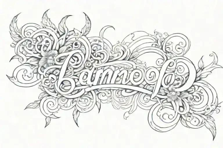 last name written (LARIONOVS) tattoo design idea