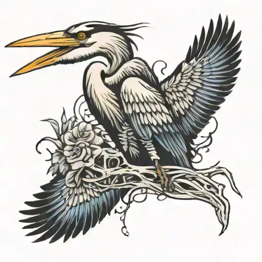 Great Blue Heron skeleton leaving tattoo design idea