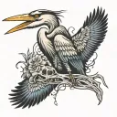 Great Blue Heron skeleton leaving tattoo design idea