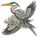 Great Blue Heron skeleton leaving tattoo design idea