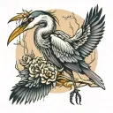 Great Blue Heron skeleton leaving tattoo design idea