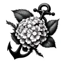 hydrangea with an anchor intertwined tattoo design idea