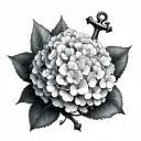 hydrangea with an anchor intertwined tattoo design idea