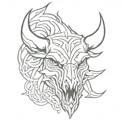 celtic boar skull angry tattoo design idea
