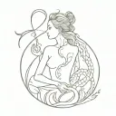 A lady virgo mixed with dragon and the alchemical symbol for earth tattoo design idea