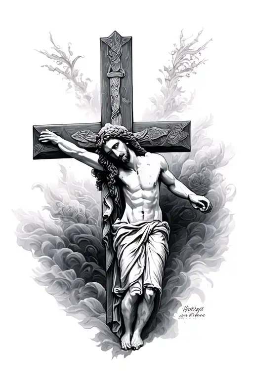 cross and jesus christ tattoo design idea