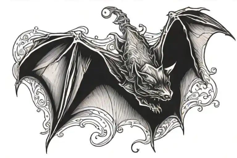 bat hanging upside tattoo design idea