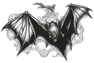 bat hanging upside tattoo design idea