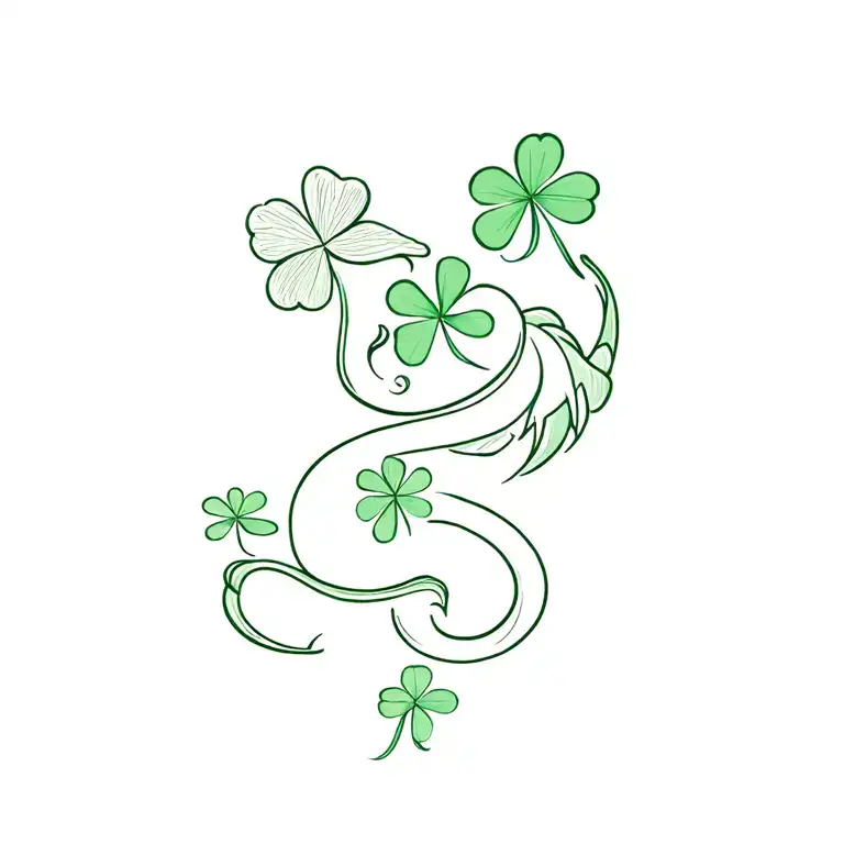 Four Little Clover with a Dragon tattoo design idea