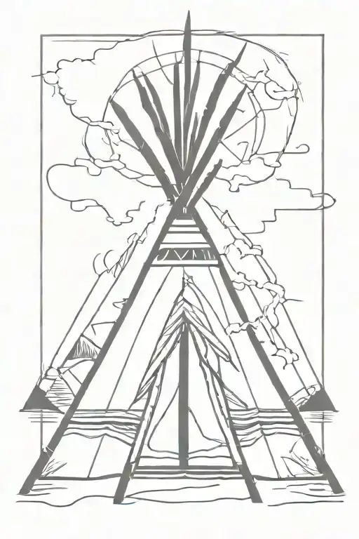 teepee, wild west tattoo design idea