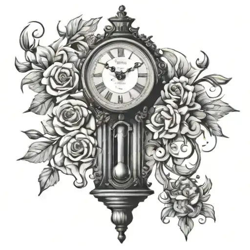 grandfather clock with pendelum tattoo design idea
