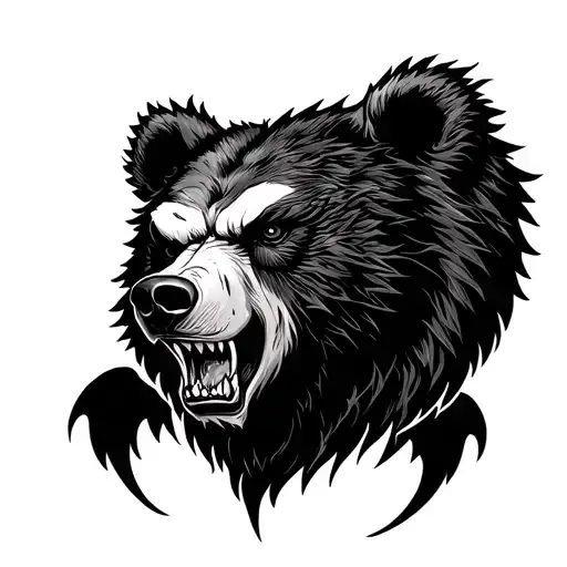 gothic angry bear head for full chest tattoo design idea