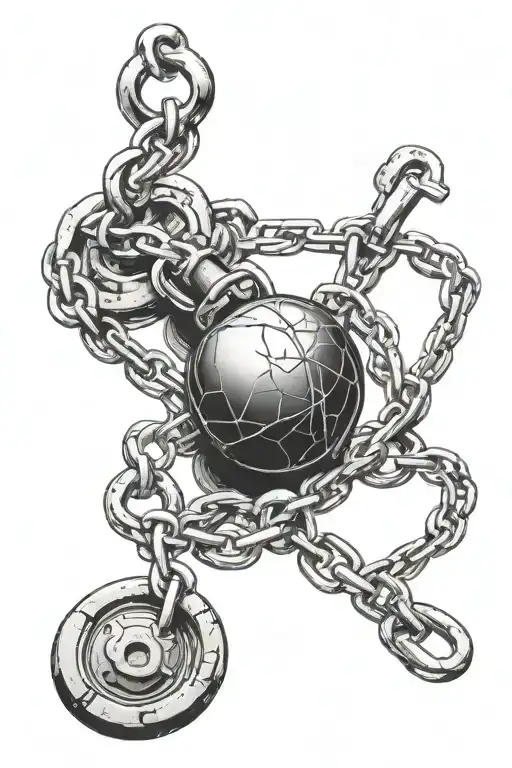 ball and chain wrapped tattoo design idea