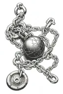 ball and chain wrapped tattoo design idea