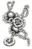 ball and chain wrapped tattoo design idea