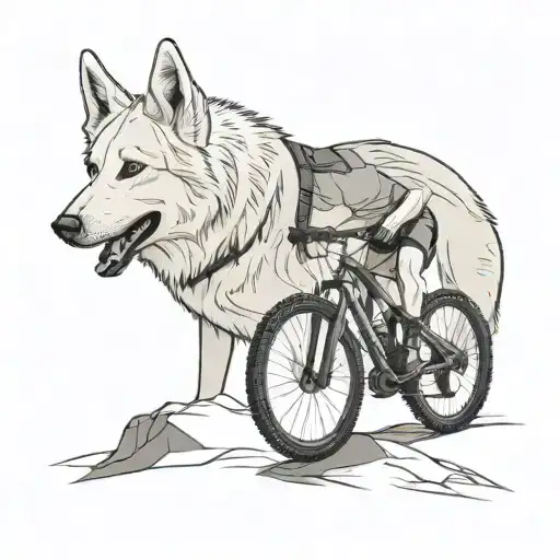 Swiss white shepherd mountain bike tattoo design idea