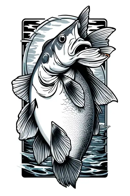 bass fish tattoo design idea
