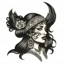 gypsy girl side profile tattoo design idea