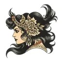gypsy girl side profile tattoo design idea
