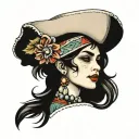 gypsy girl side profile tattoo design idea