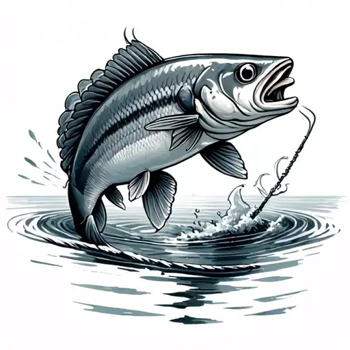 fish caught on line that looks like a lasso tattoo design idea