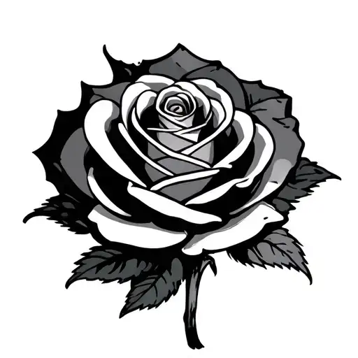 rose with futhark runes tattoo design idea