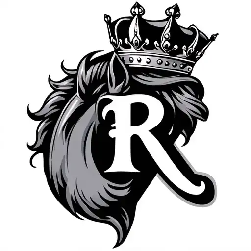 Horse hoof with an R and a crown tattoo design idea