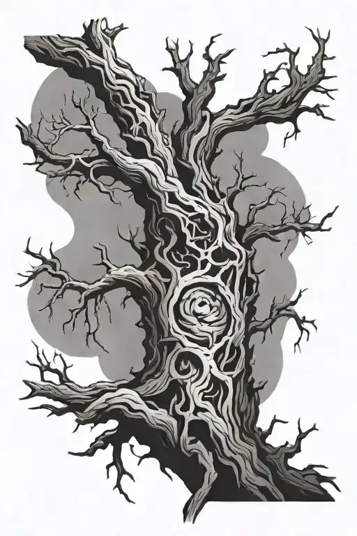 dead tree growing tattoo design idea