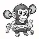 A small monkey holding gaming controller tattoo design idea