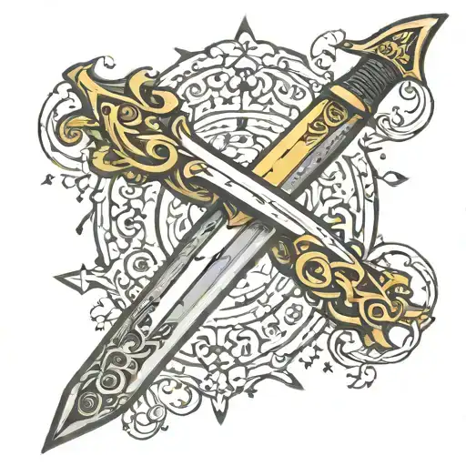 A longsword with sparkles around it tattoo design idea