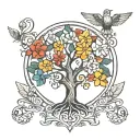 tree of life trinity symbol mixed tattoo design idea